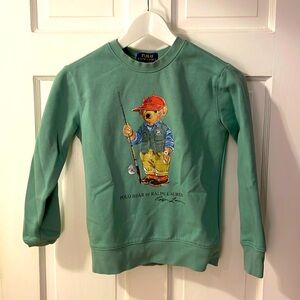 Light Green Boy Polo Bear Fleece Sweatshirt, Polo by Ralph Lauren, Size S (8)